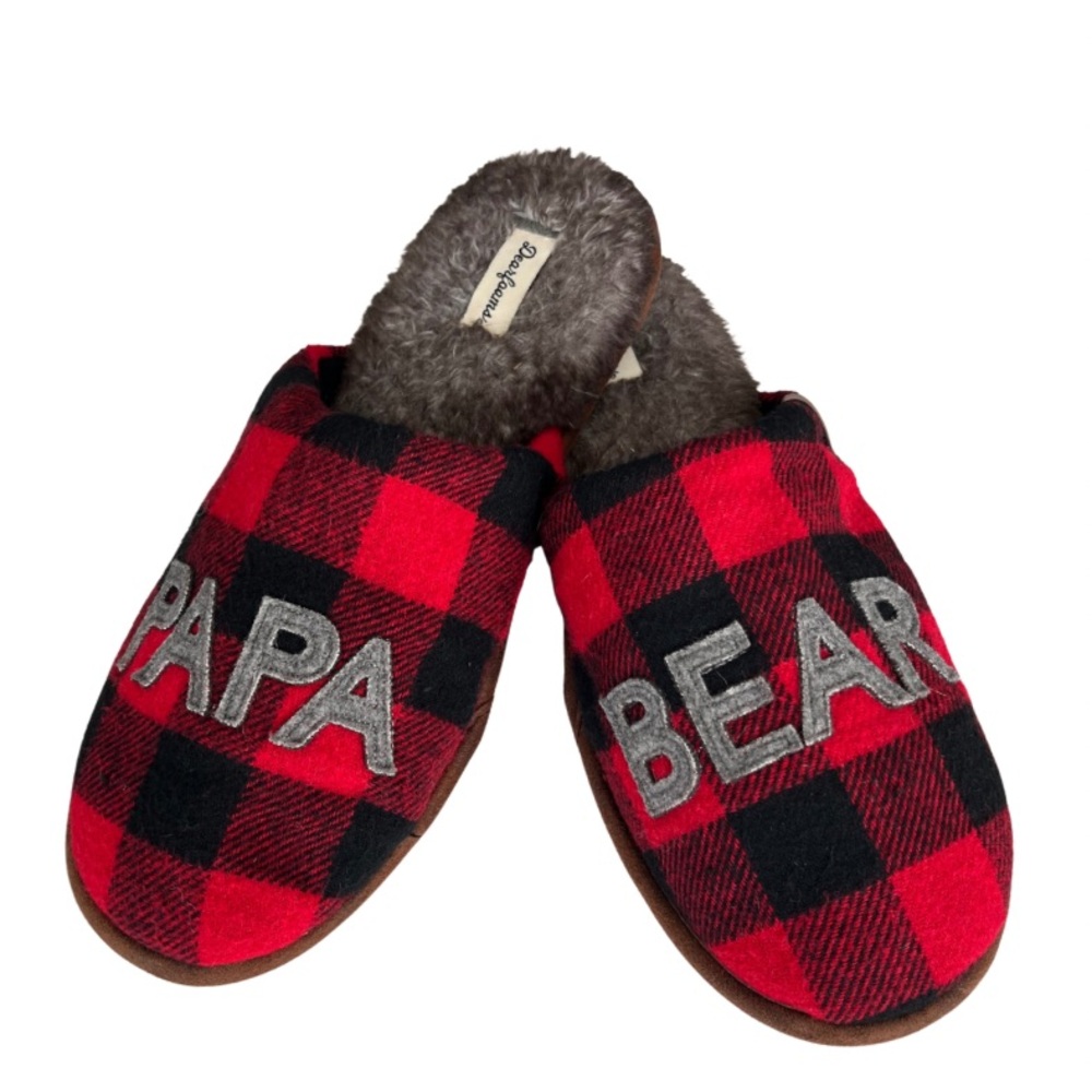 Dear Foam Papa Bear Slippers || Red, Black, Grety || Size:Large (11-12US)